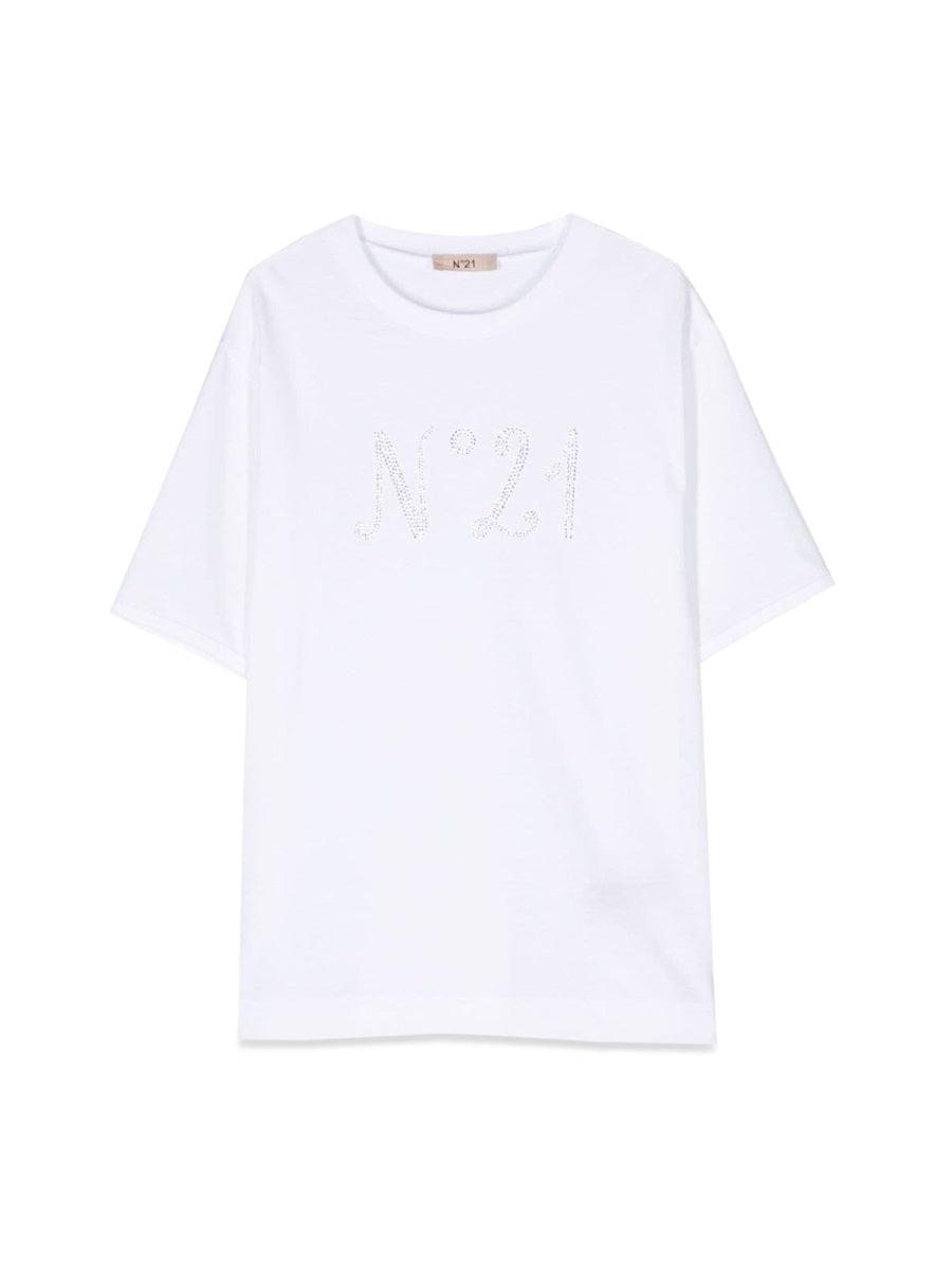 Nº21 Logo-Embroidered Cotton T-Shirt — White by Nº21