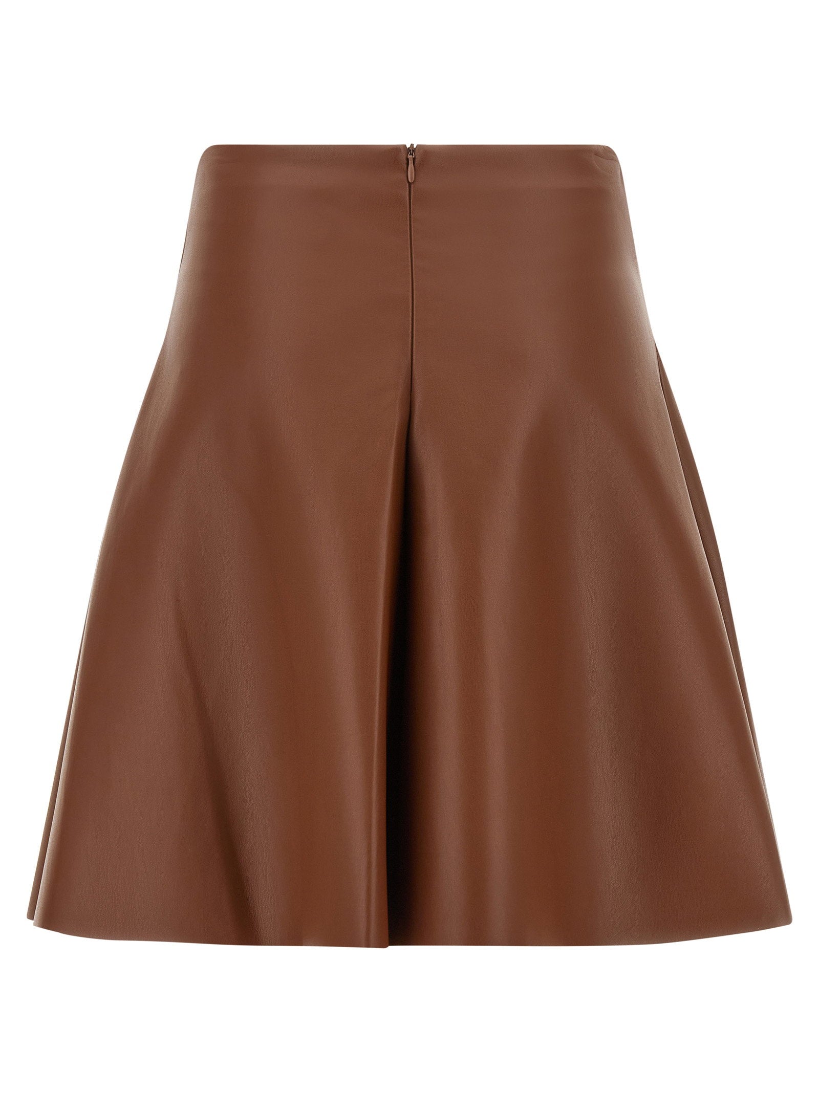 Nude Eco-Leather Flared Bermuda — Brown, view 2