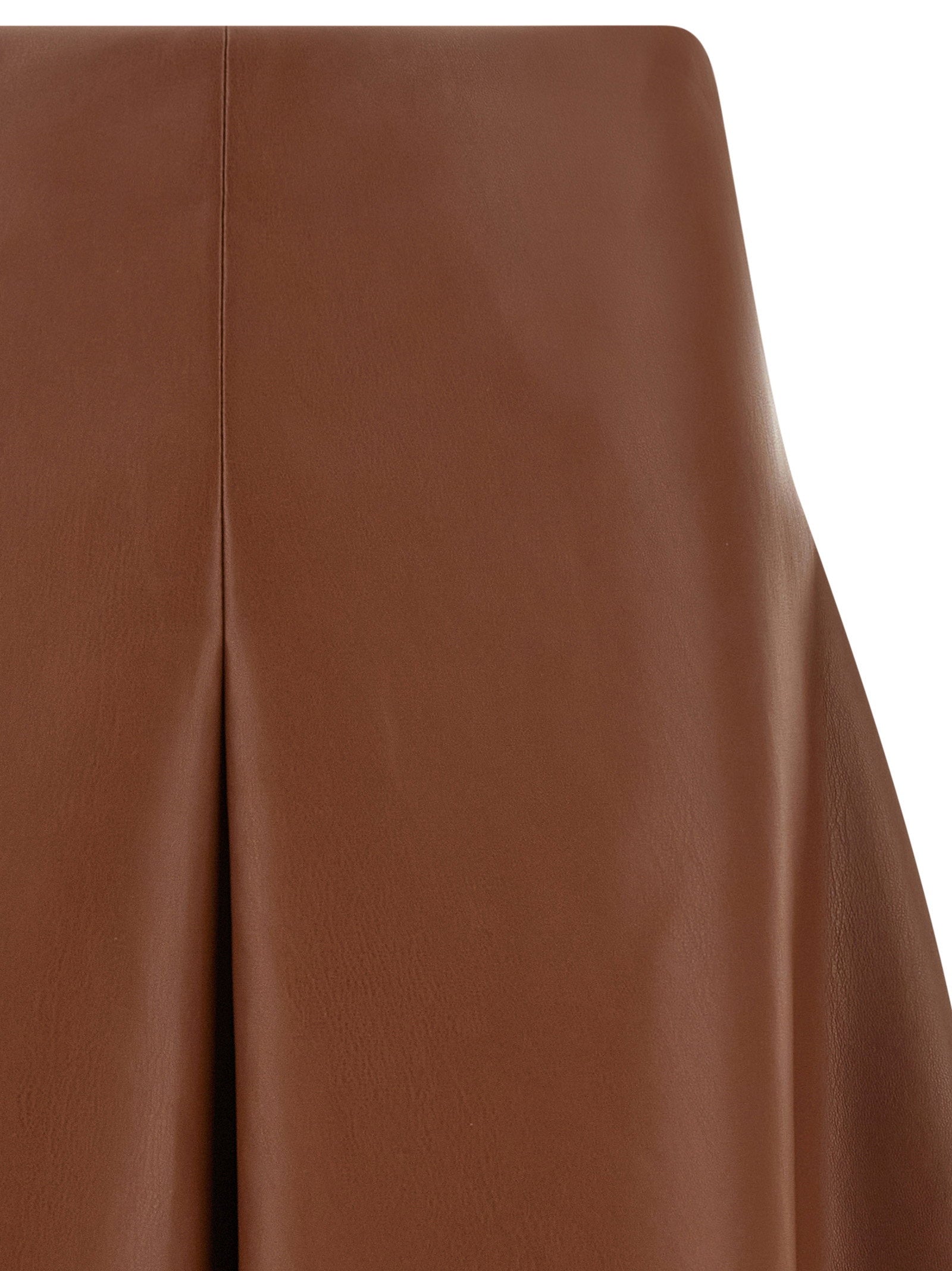Nude Eco-Leather Flared Bermuda — Brown, view 3