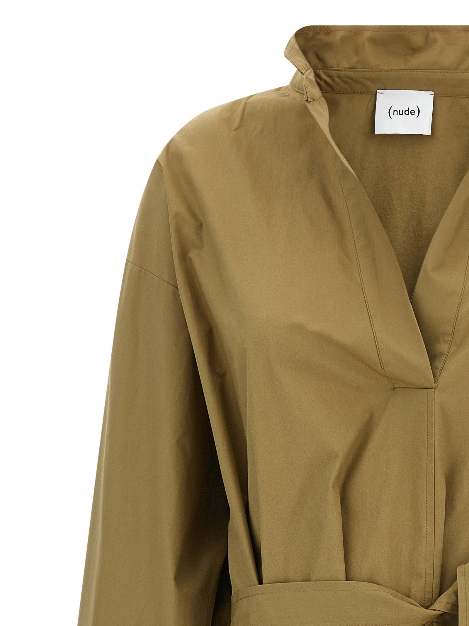 Nude Cotton Poplin Chemisier Dress — Camel, view 3