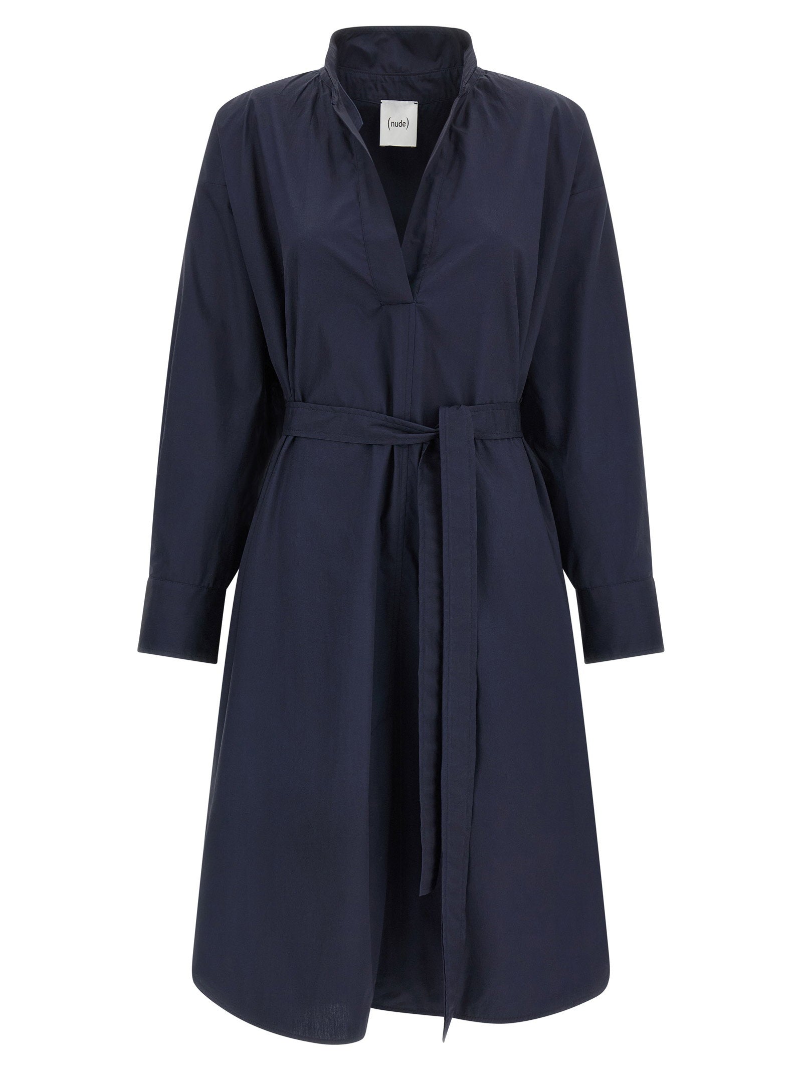 Nude Cotton Poplin Chemisier Dress — Navy by Nude