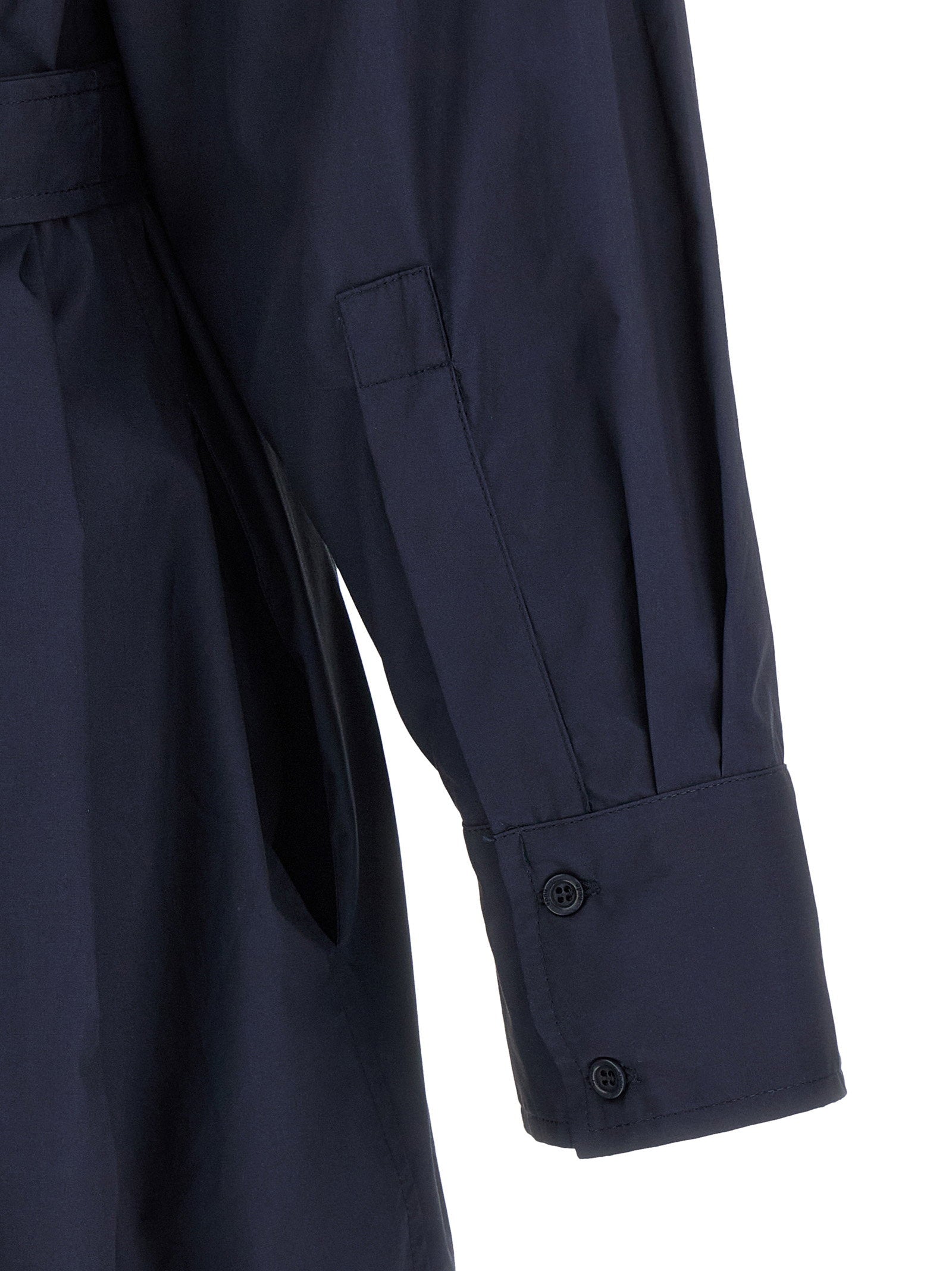 Nude Cotton Poplin Chemisier Dress — Navy, view 4