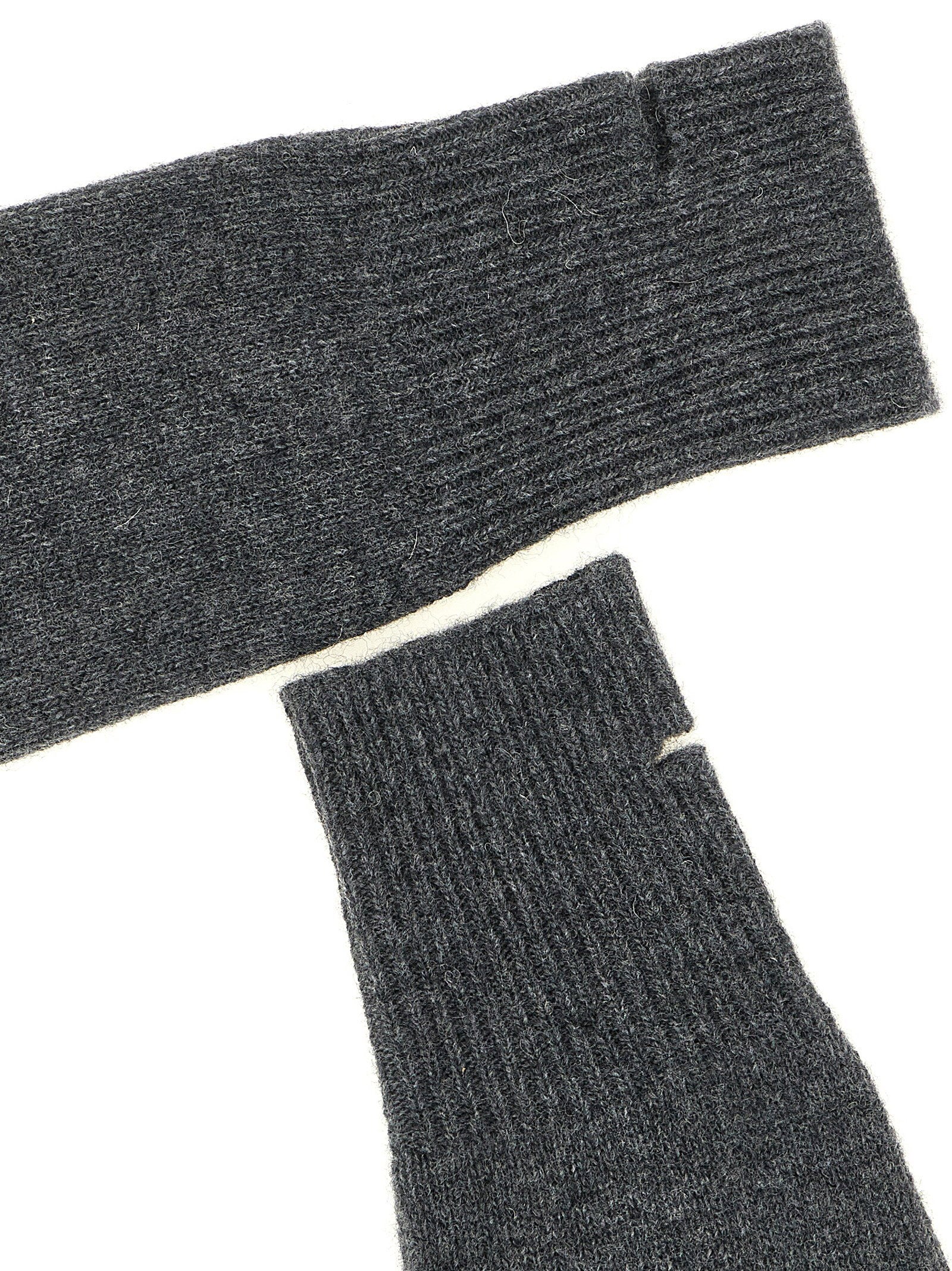 Nude Wool-Blend Arm Warmers Gloves — Anthracite Grey, view 3