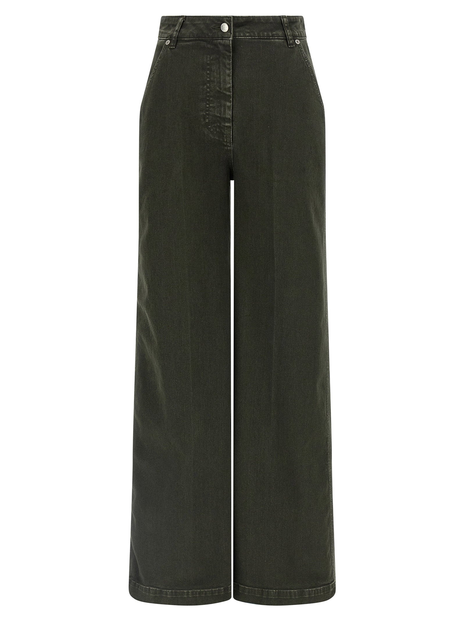 Nude Garment-Dyed Cotton Wide-Leg Jeans — Olive by Nude