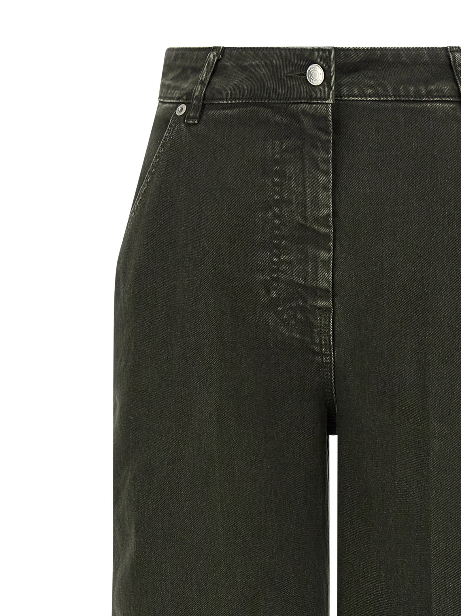 Nude Garment-Dyed Cotton Wide-Leg Jeans — Olive, view 3