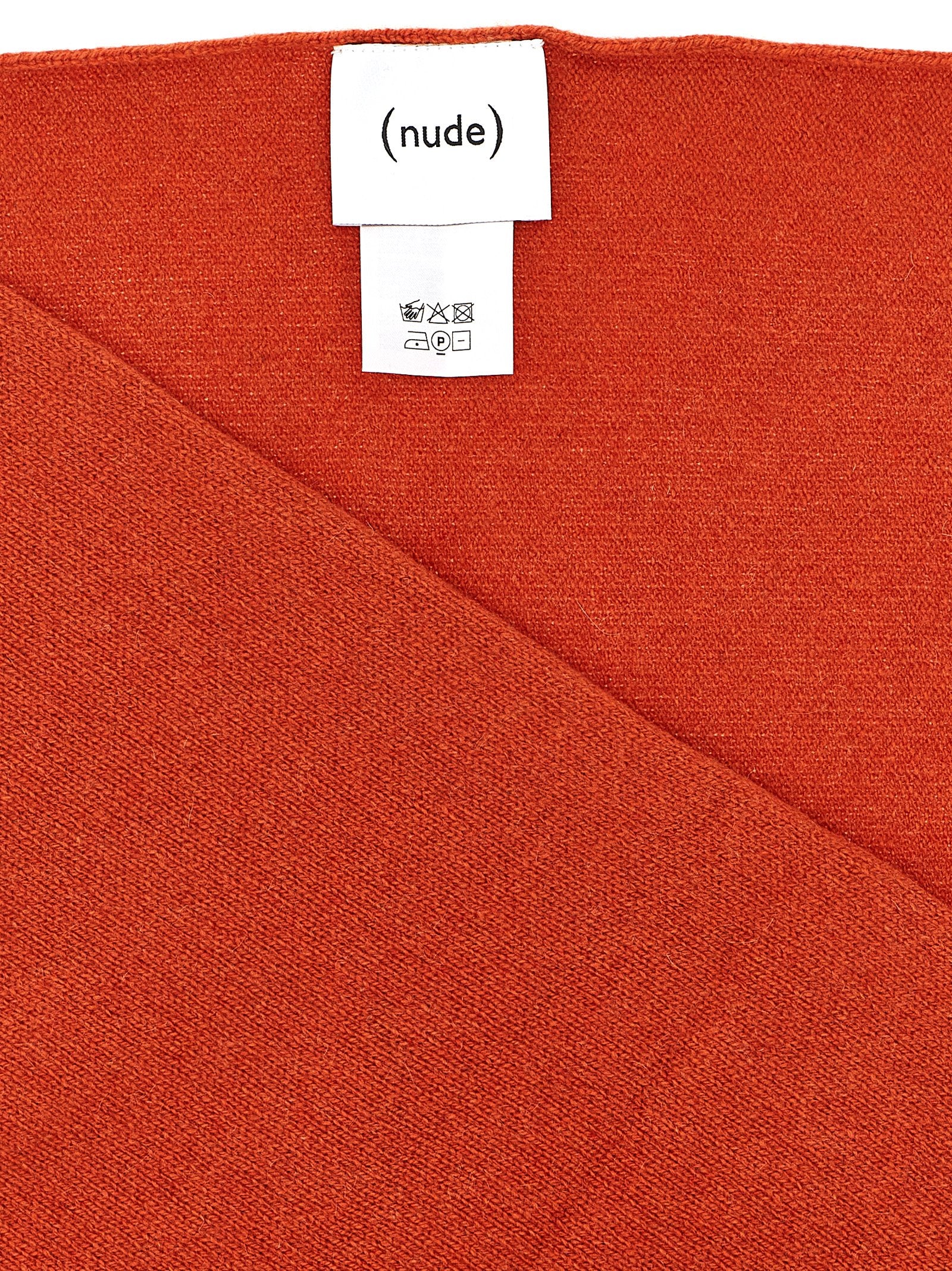 Nude Pure Cashmere Shaved Knit Scarf — rust, view 3