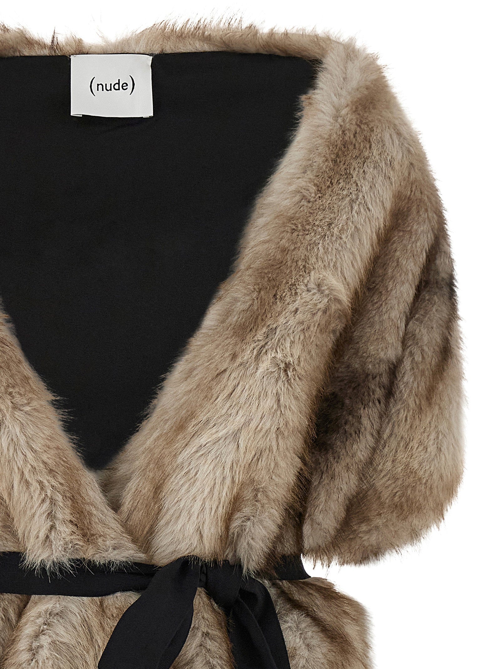 Nude Eco-Fur Shawl — Beige, view 3