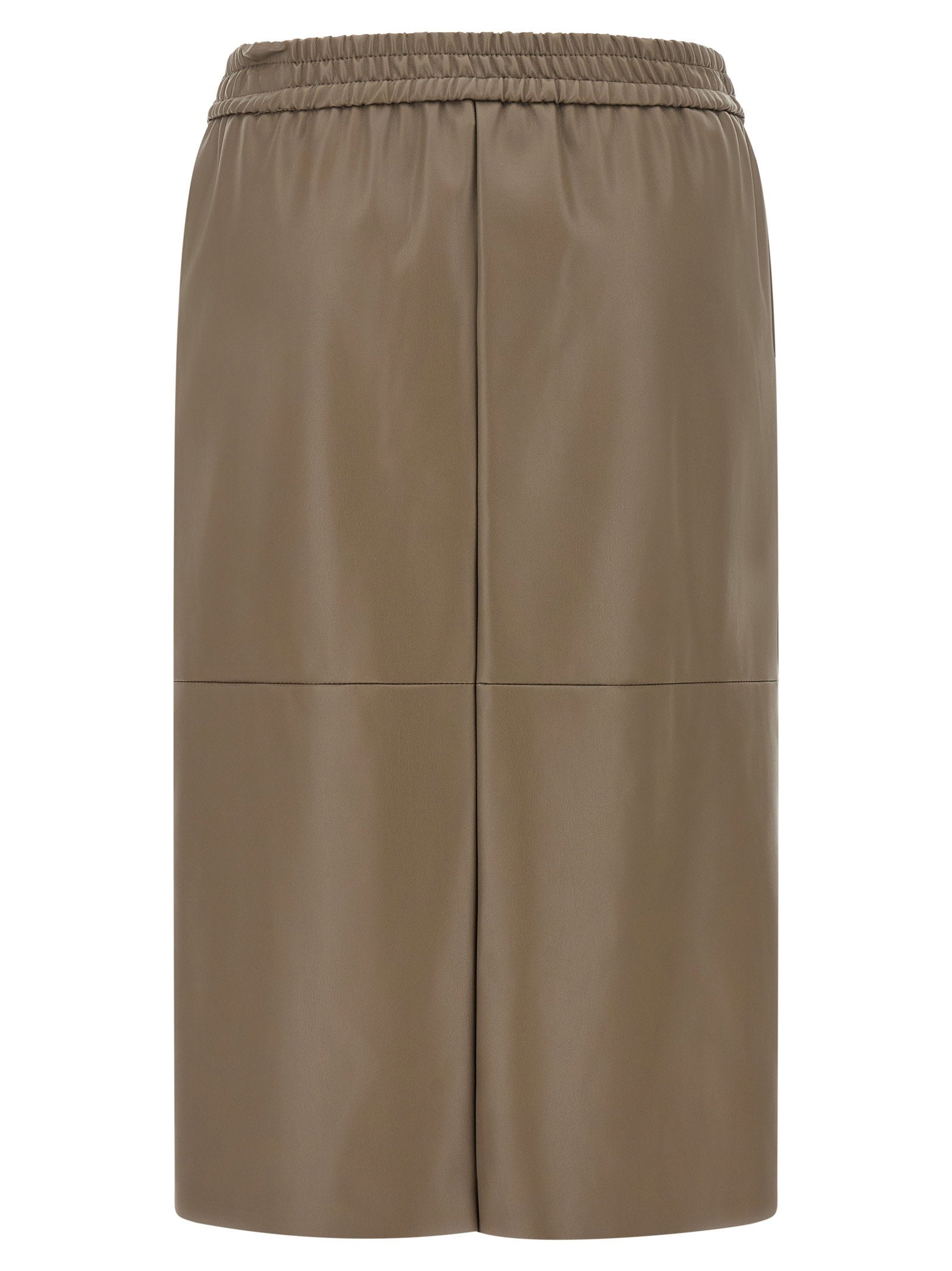 Nude Paneled Leather-Effect Skirt — Beige, view 2