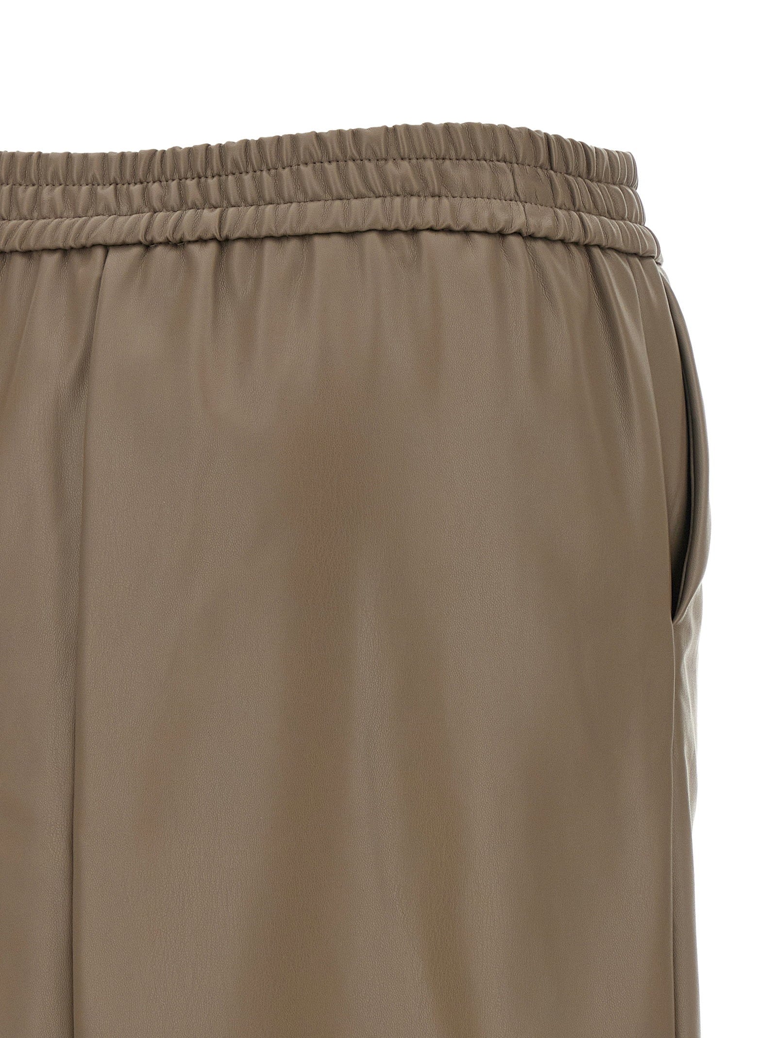 Nude Paneled Leather-Effect Skirt — Beige, view 4
