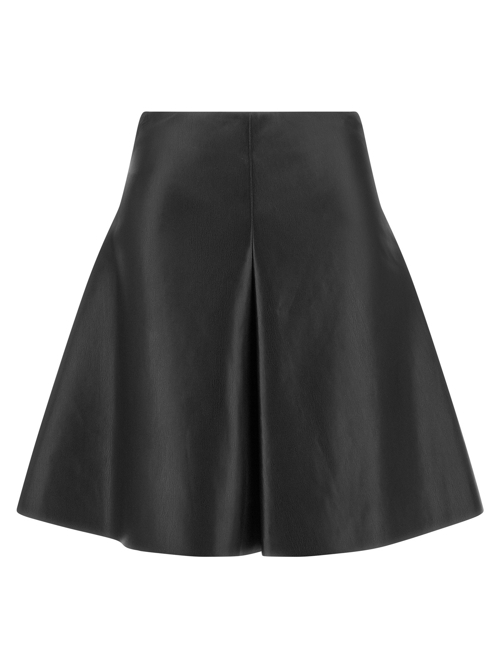 Nude Leather-Effect Trapezoid Flare Skirt — Black by Nude