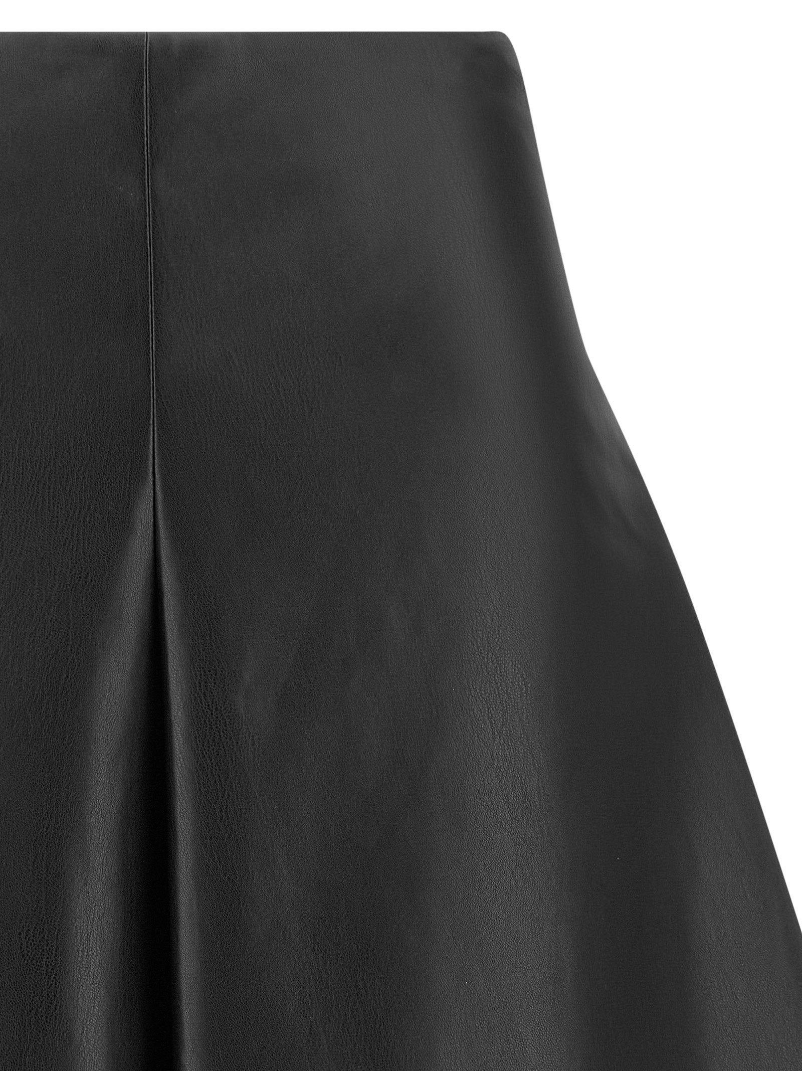 Nude Leather-Effect Trapezoid Flare Skirt — Black, view 3