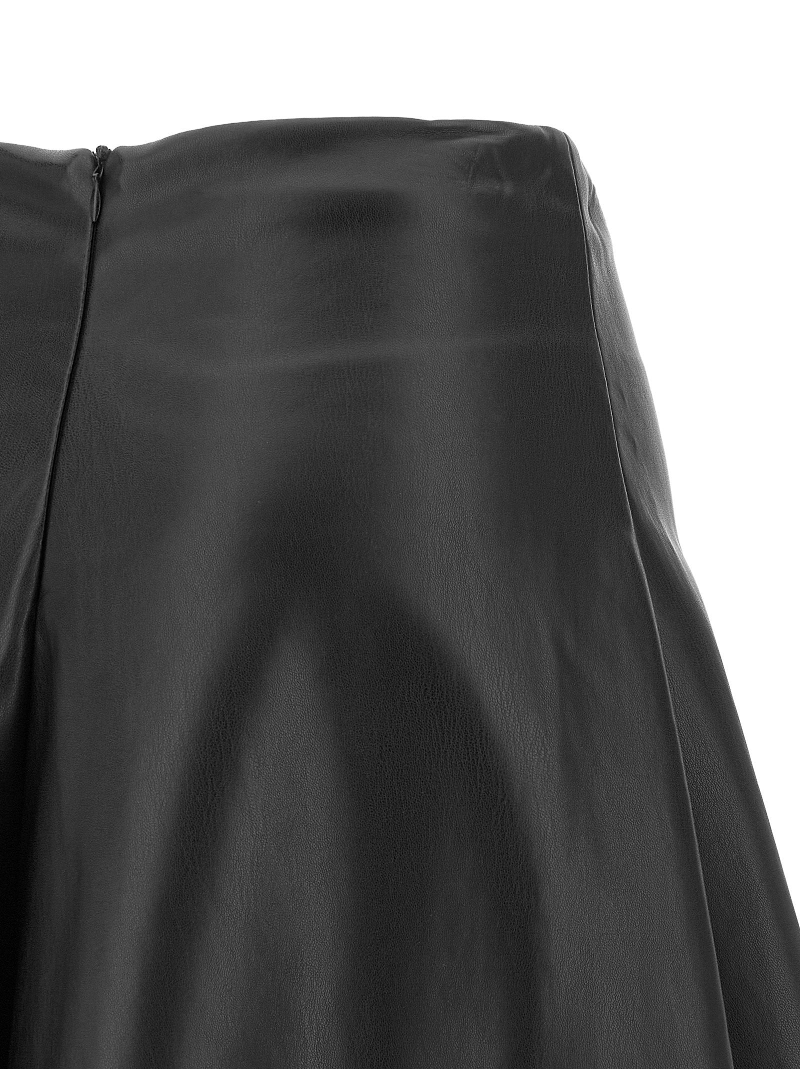 Nude Leather-Effect Trapezoid Flare Skirt — Black, view 4