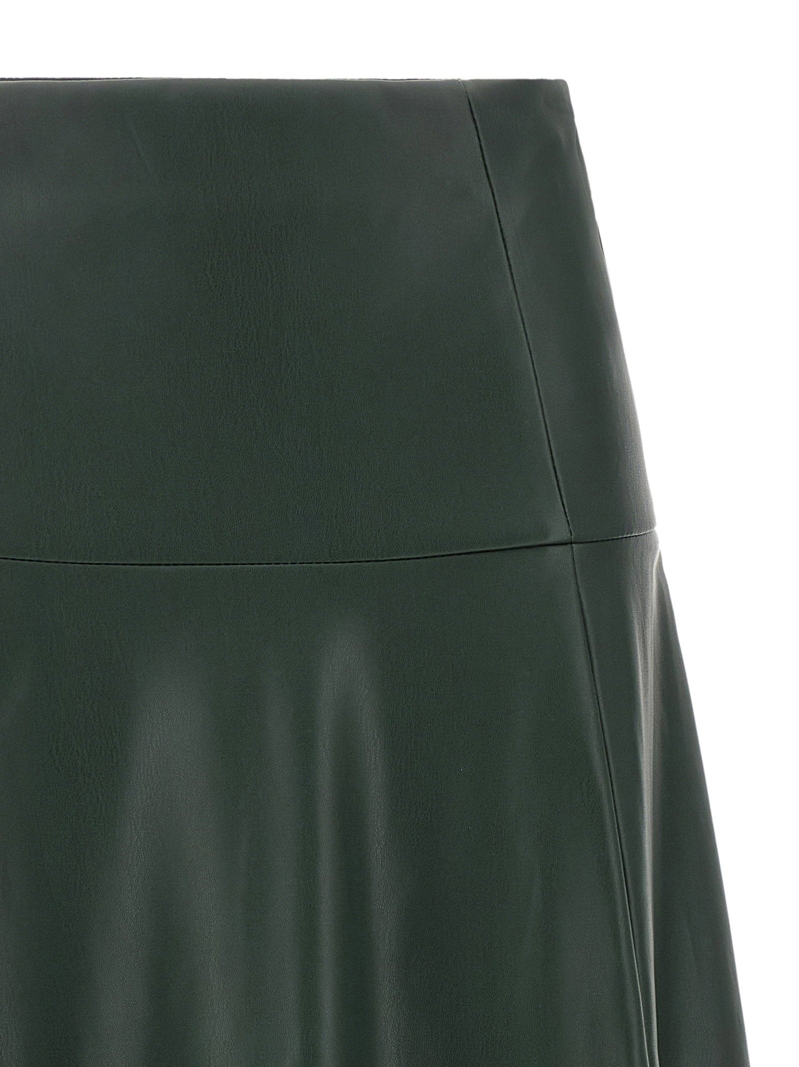 Nude Leather-Effect Flared Skirt — Forest Green, view 3
