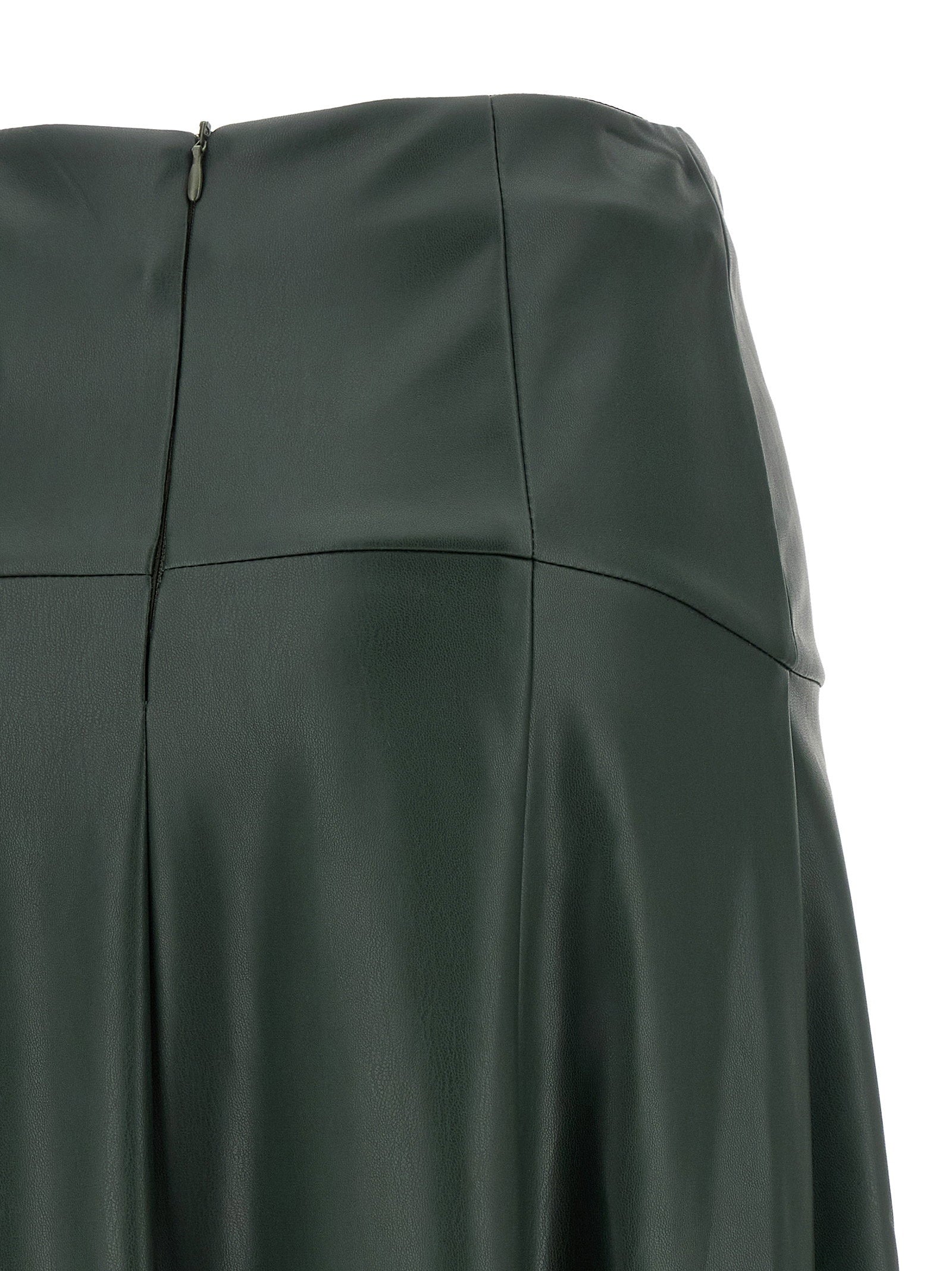 Nude Leather-Effect Flared Skirt — Forest Green, view 4