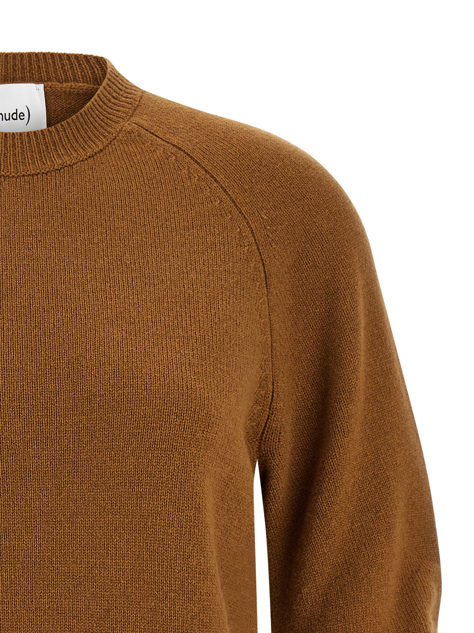 Nude Virgin Wool Crewneck Sweater — Camel, view 3