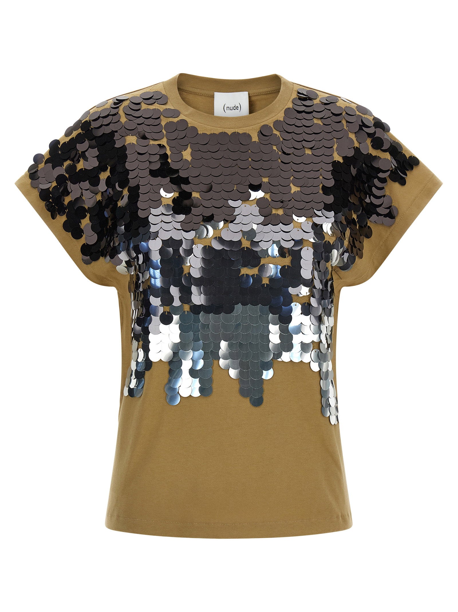 Nude Sequin-Embellished T-Shirt — Camel by Nude
