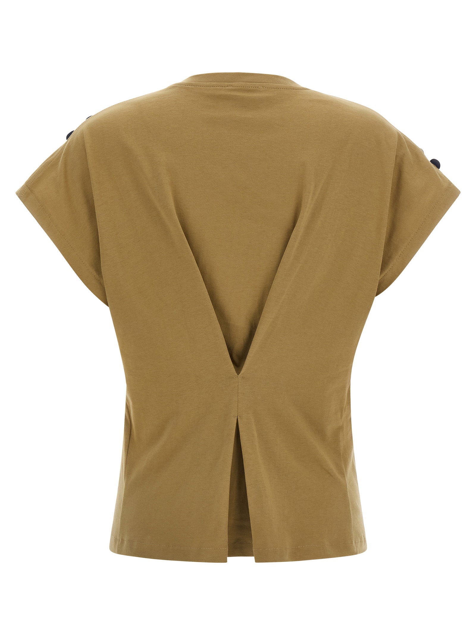 Nude Sequin-Embellished T-Shirt — Camel, view 2