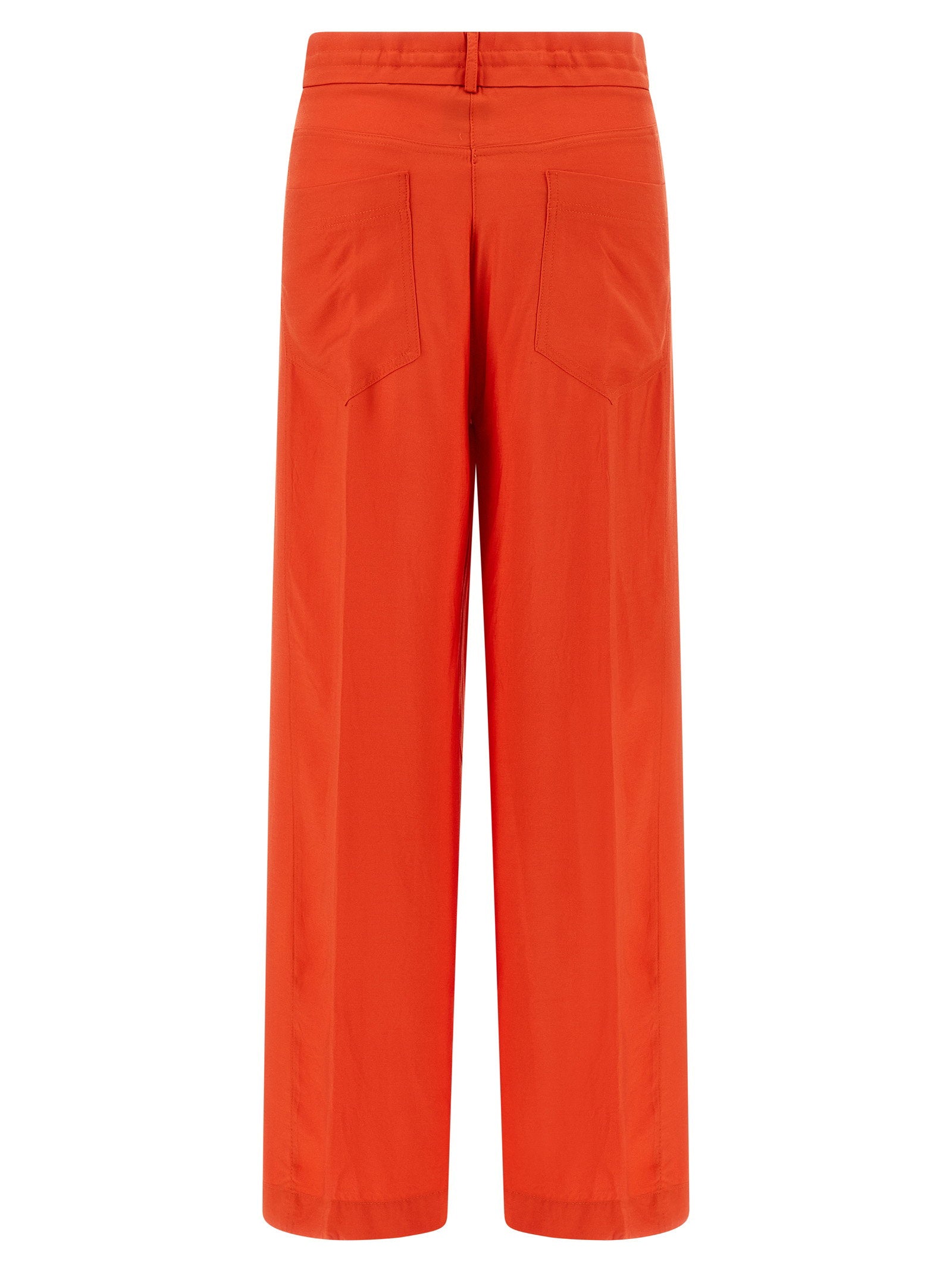 Nude Wide-Leg Viscose Trousers — Red, view 2