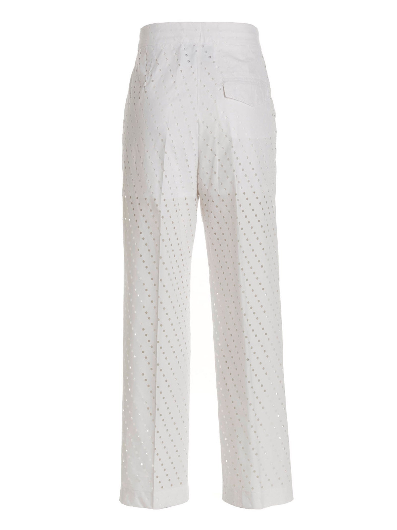 Nude Crystal-Embellished Stretch Trousers — White, view 2