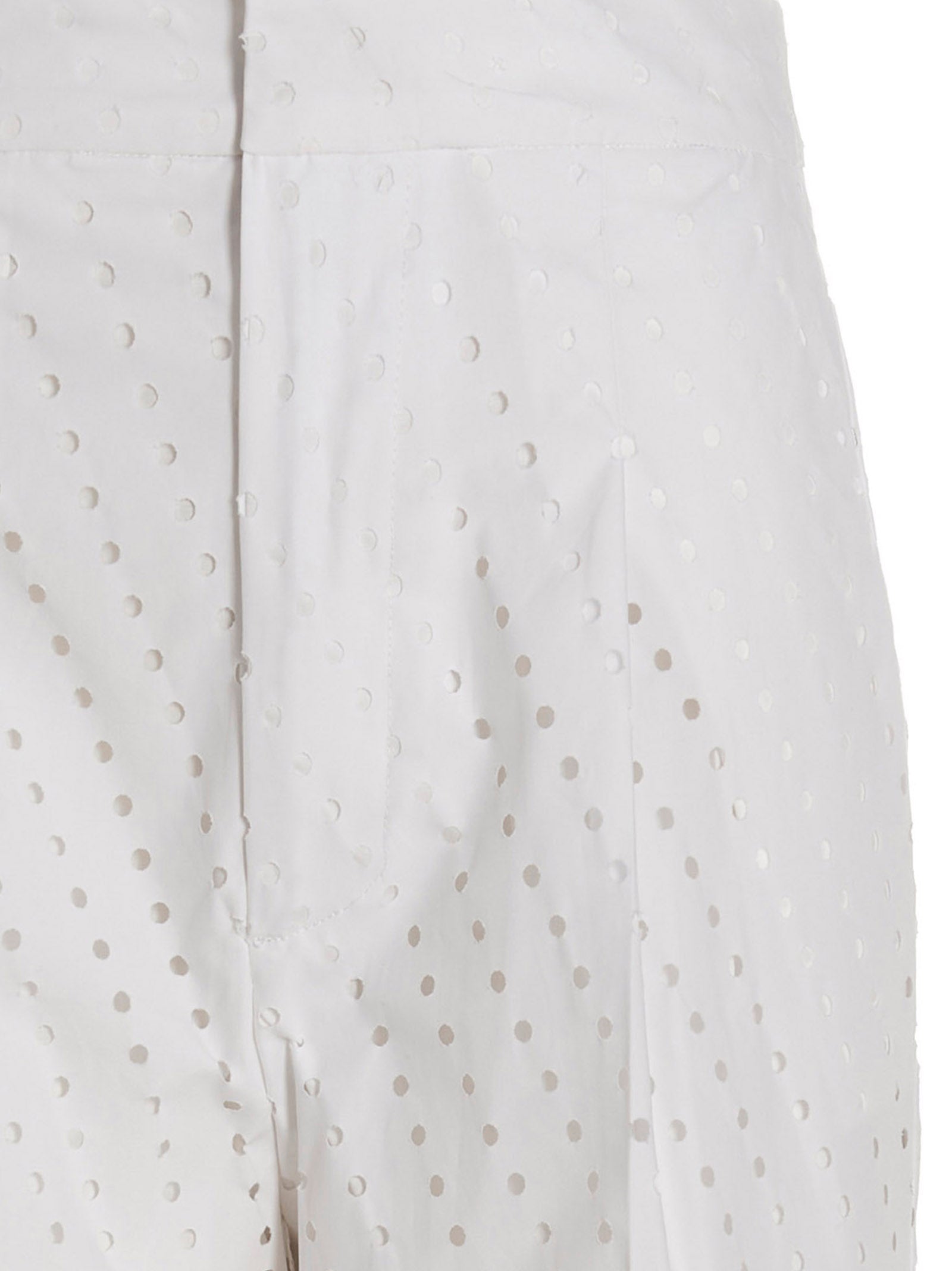 Nude Crystal-Embellished Stretch Trousers — White, view 3