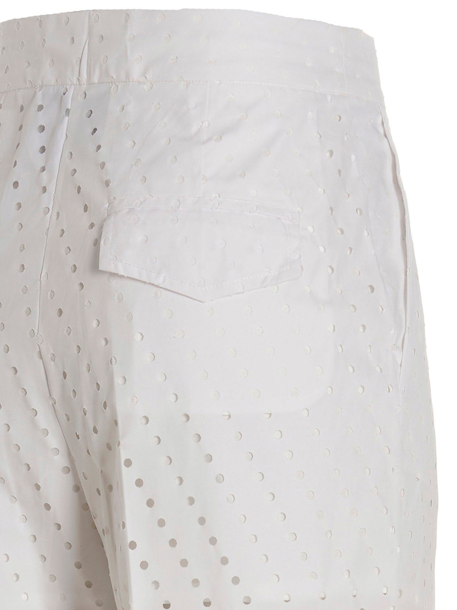 Nude Crystal-Embellished Stretch Trousers — White, view 4