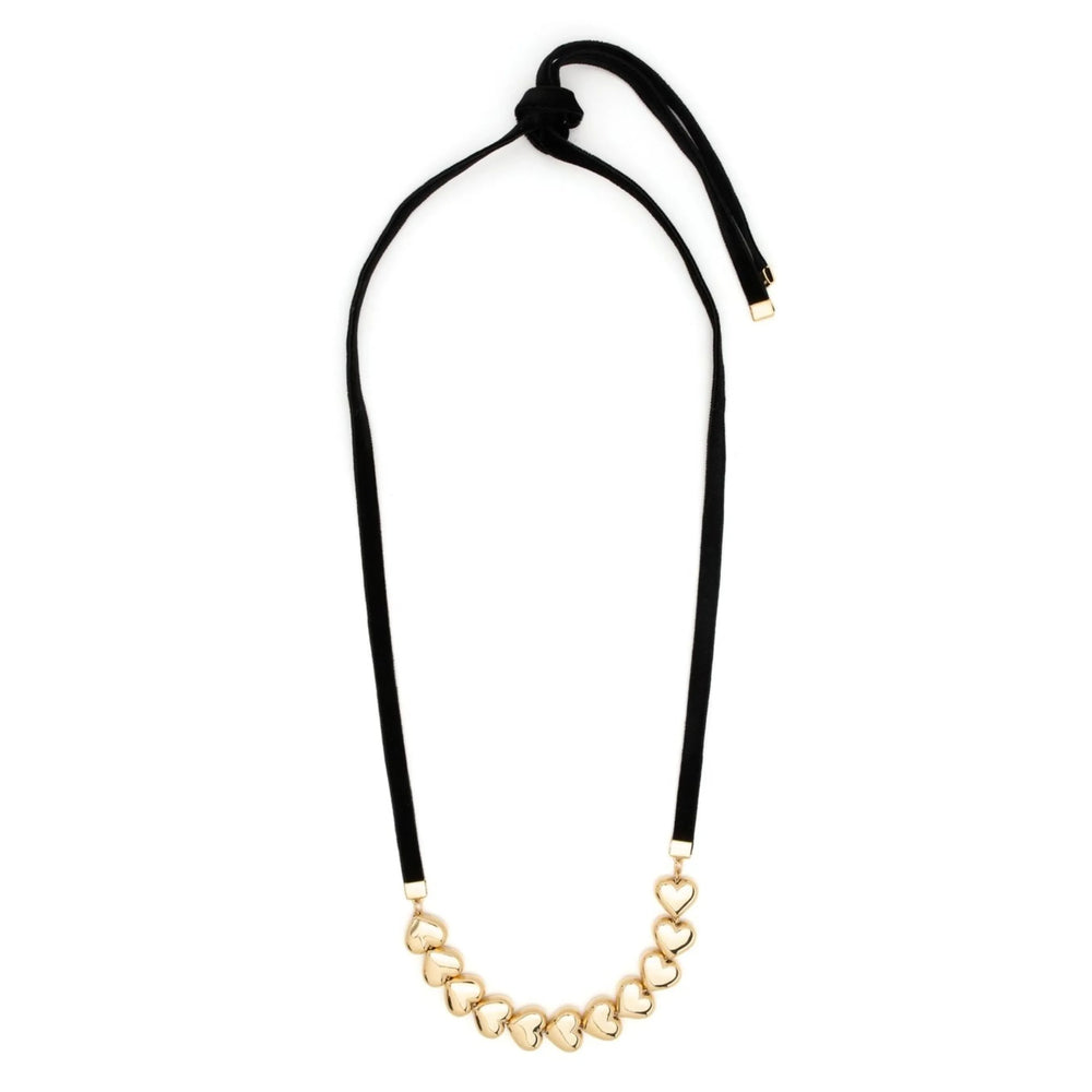 Numbering Gold Heart Charm with Black Velvet Necklace — Gold by Numbering