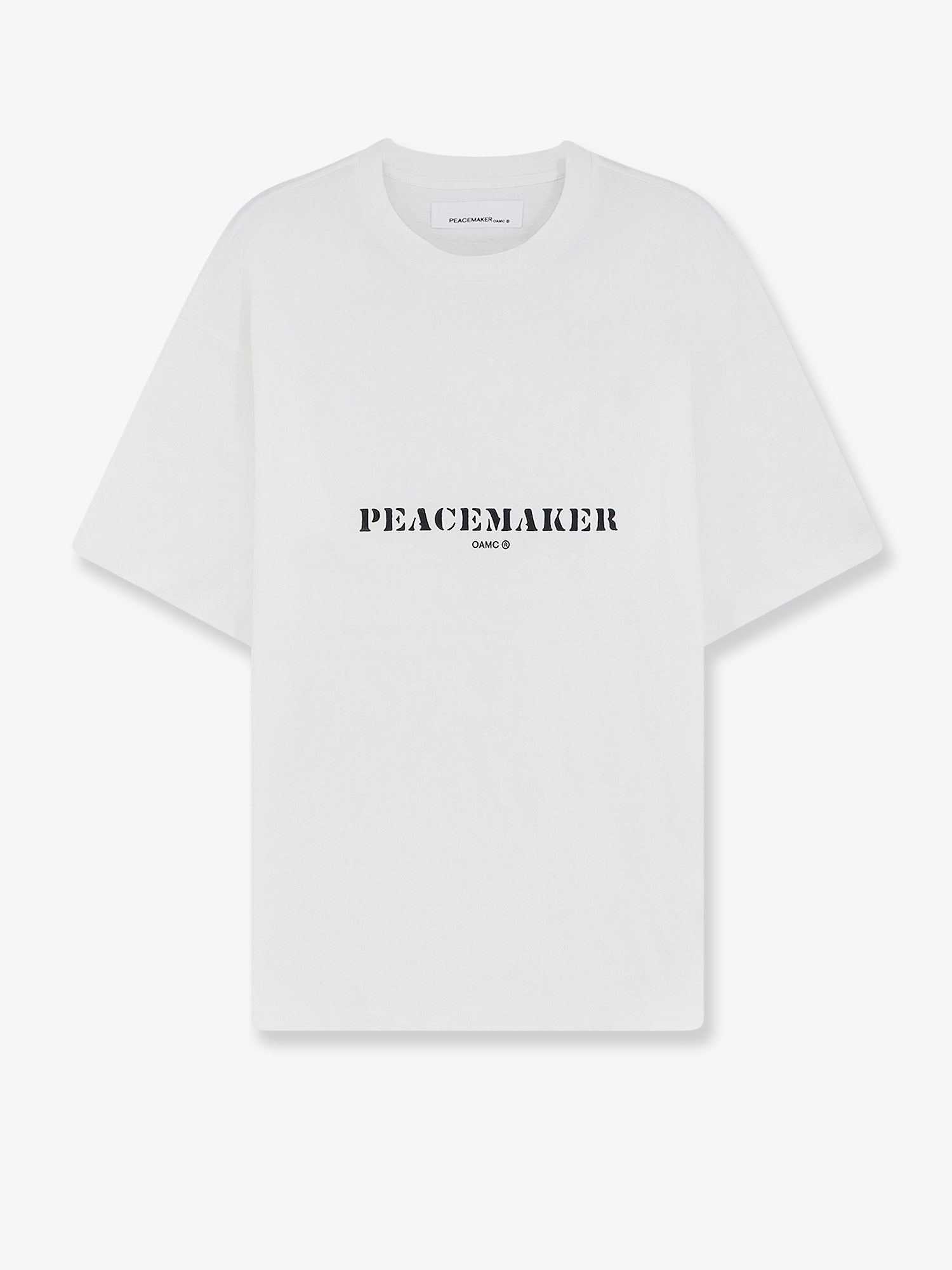 Oamc Peacemaker Stencil Print Cotton T-Shirt — White by Oamc Peacemaker