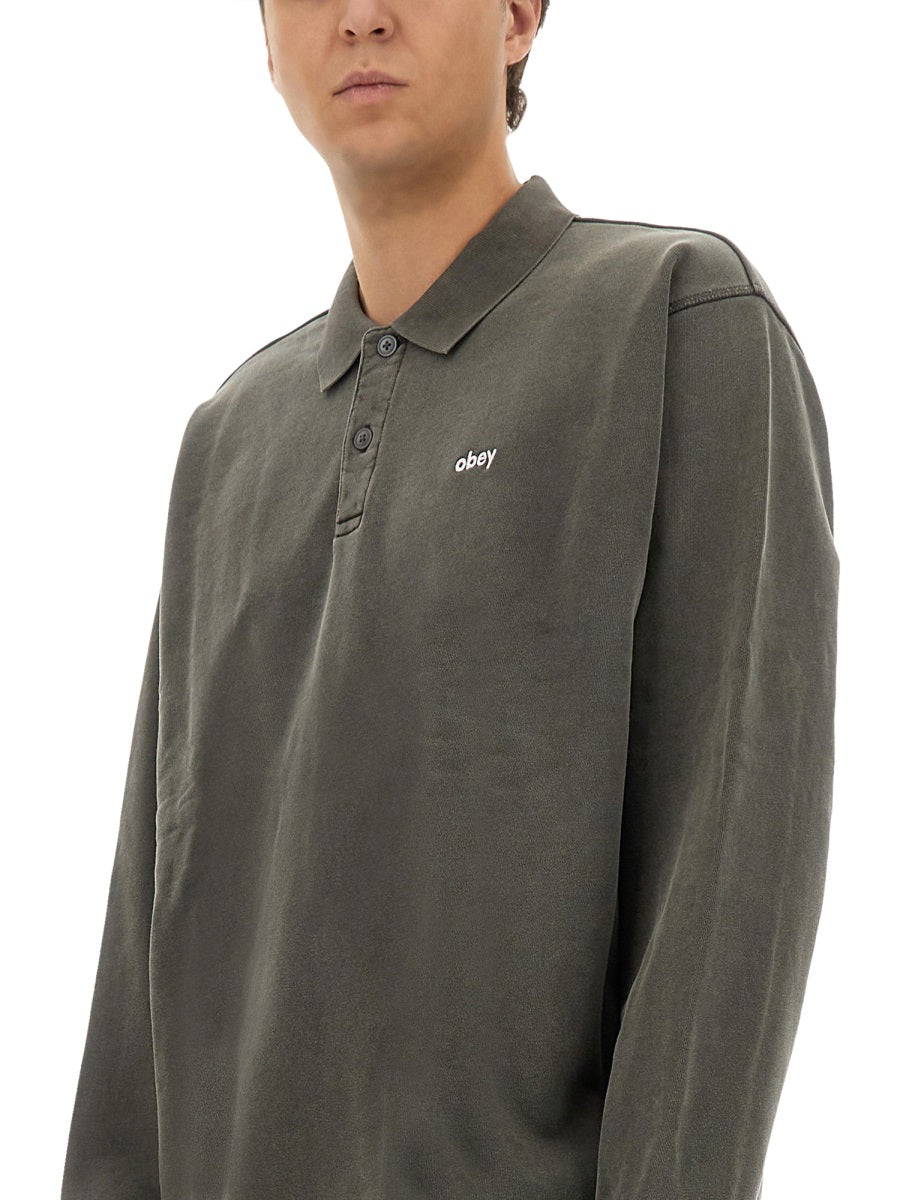 Obey 100% Cotton Polo Shirt — Black, view 2