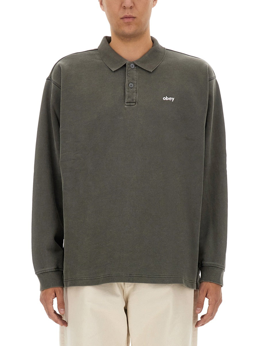 Obey 100% Cotton Polo Shirt — Black, view 3