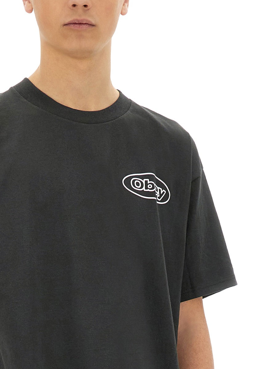 Obey Cotton T-Shirt — Black, view 2