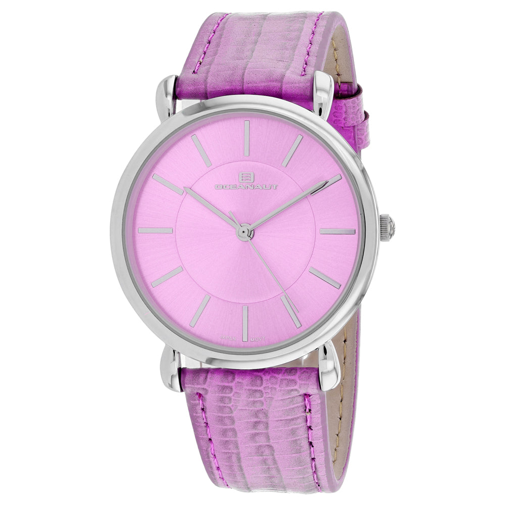 Oceanaut Crocodile-Embossed Leather Watch — Pink by Oceanaut