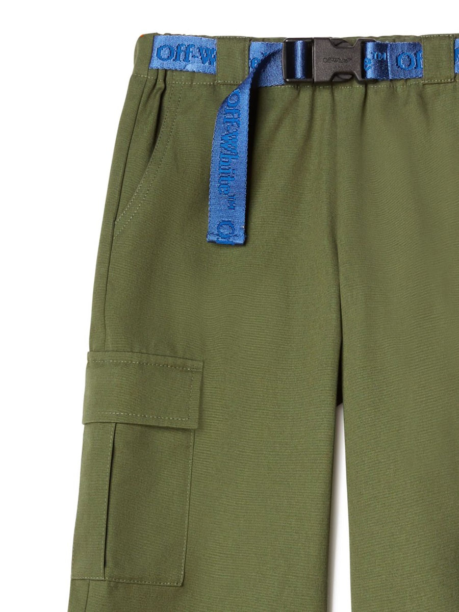 Off-White Cotton Cargo Trousers — Black, view 3