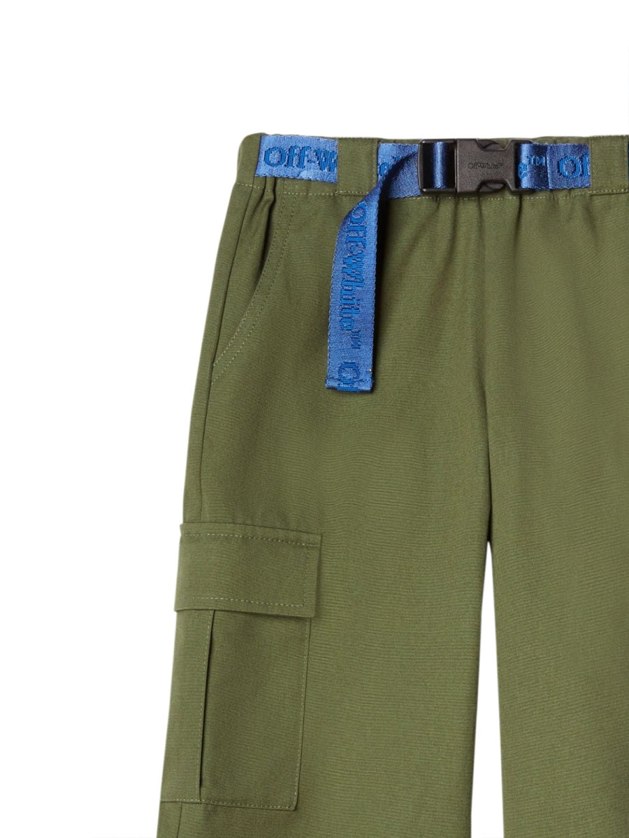 Off-White Cotton Cargo Trousers — Black, view 5