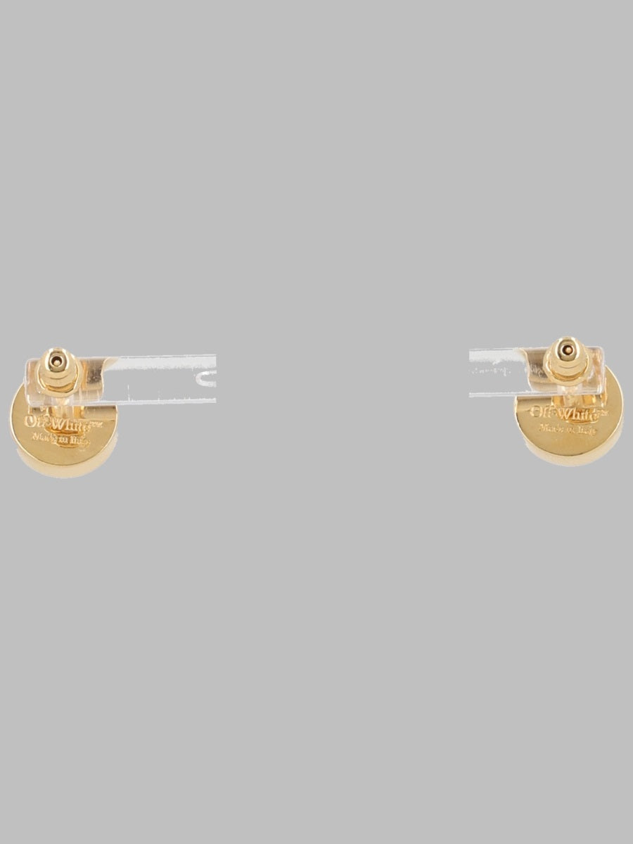 Off-White Round Arrow Earrings — Gold, view 2