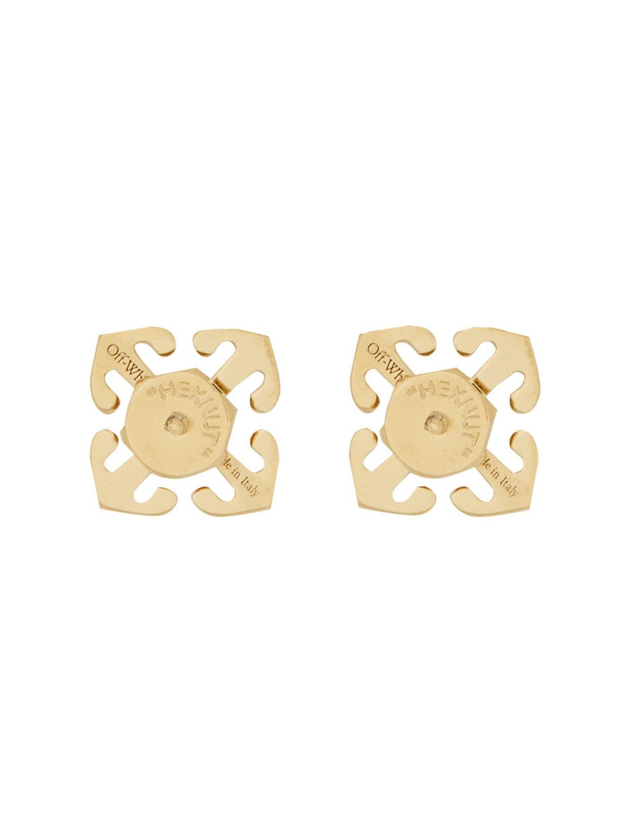Off-White Arrow Mini Earrings — Gold, view 2