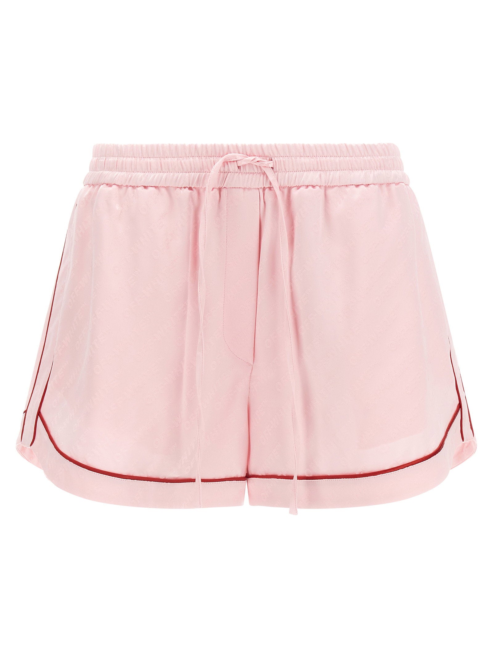 Off White Jacquard Satin Pajama Shorts — Pink by Off-White