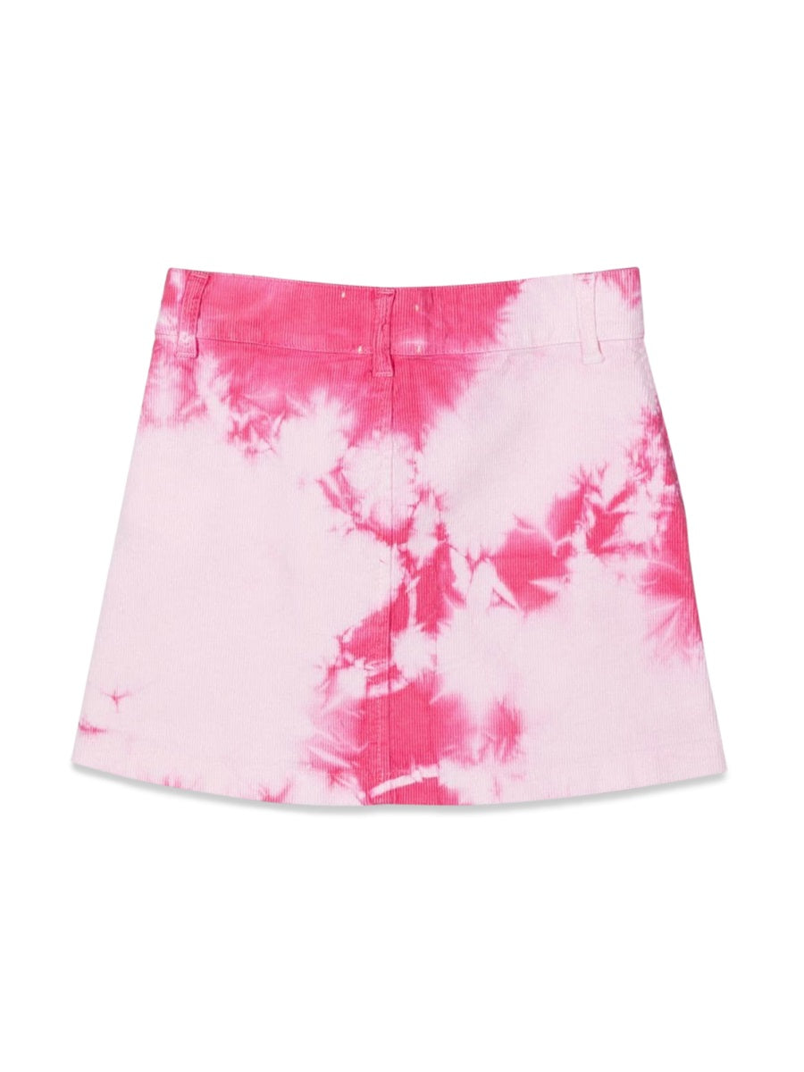 Off-White Velvet Tie-Dye Skirt — Pink, view 3