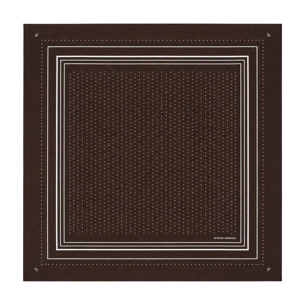 Officine Generale Wool Dot-Print Scarf — Brown, view 2