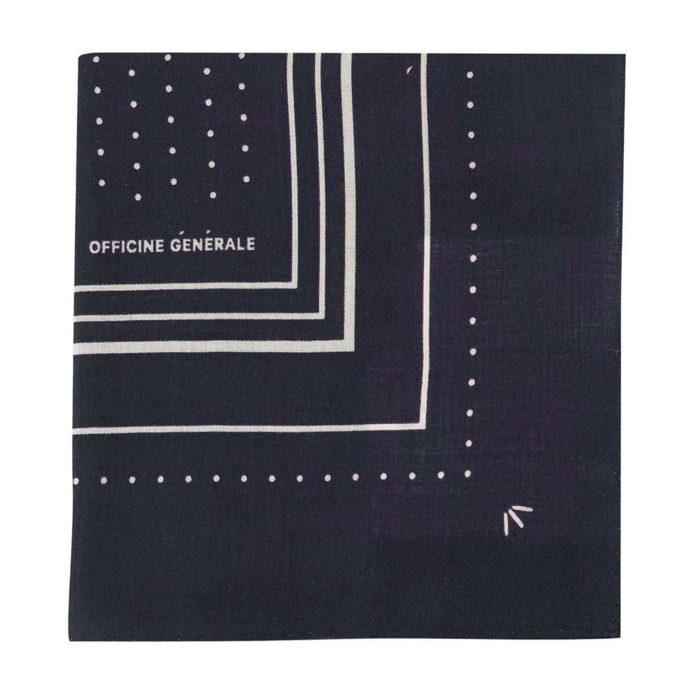 Officine Generale Wool Jacquard Scarf — Navy by Officine Generale