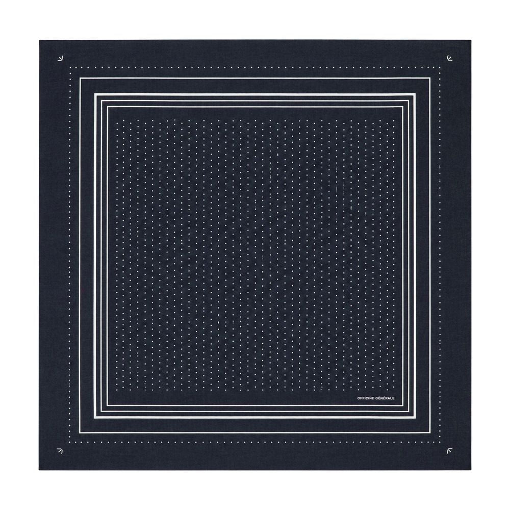 Officine Generale Wool Jacquard Scarf — Navy, view 2