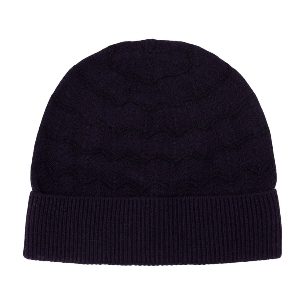 Officine Generale W26XACC891 Wavy Pattern Wool Beanie — Black by Officine Generale