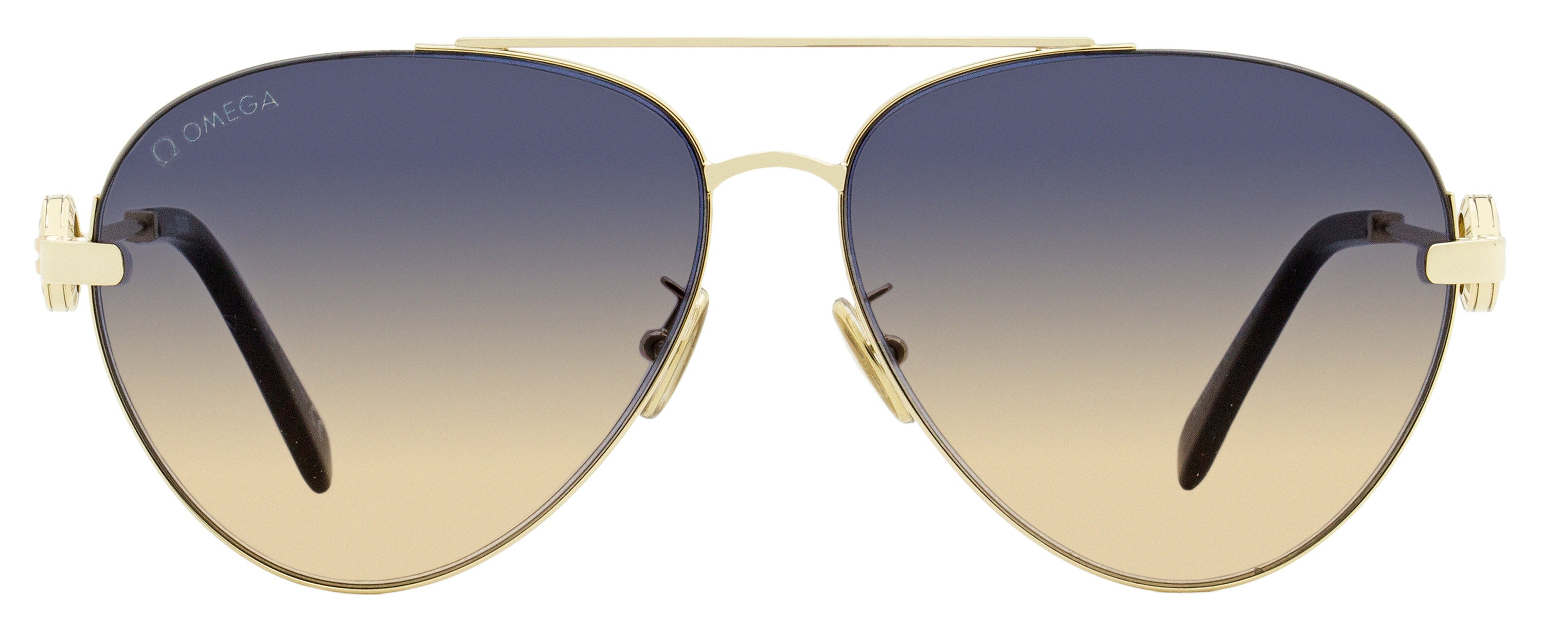 Omega OM0031H Pilot Double Bridge Sunglasses — Gold by Omega