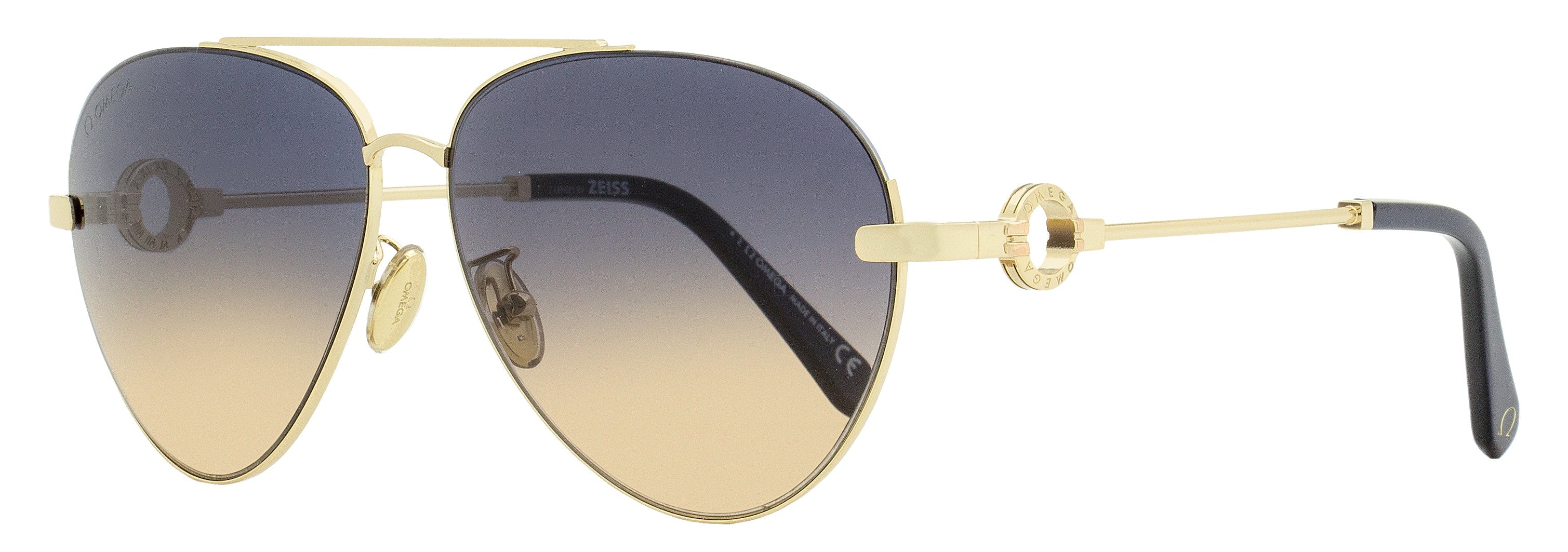 Omega OM0031H Pilot Double Bridge Sunglasses — Gold, view 2