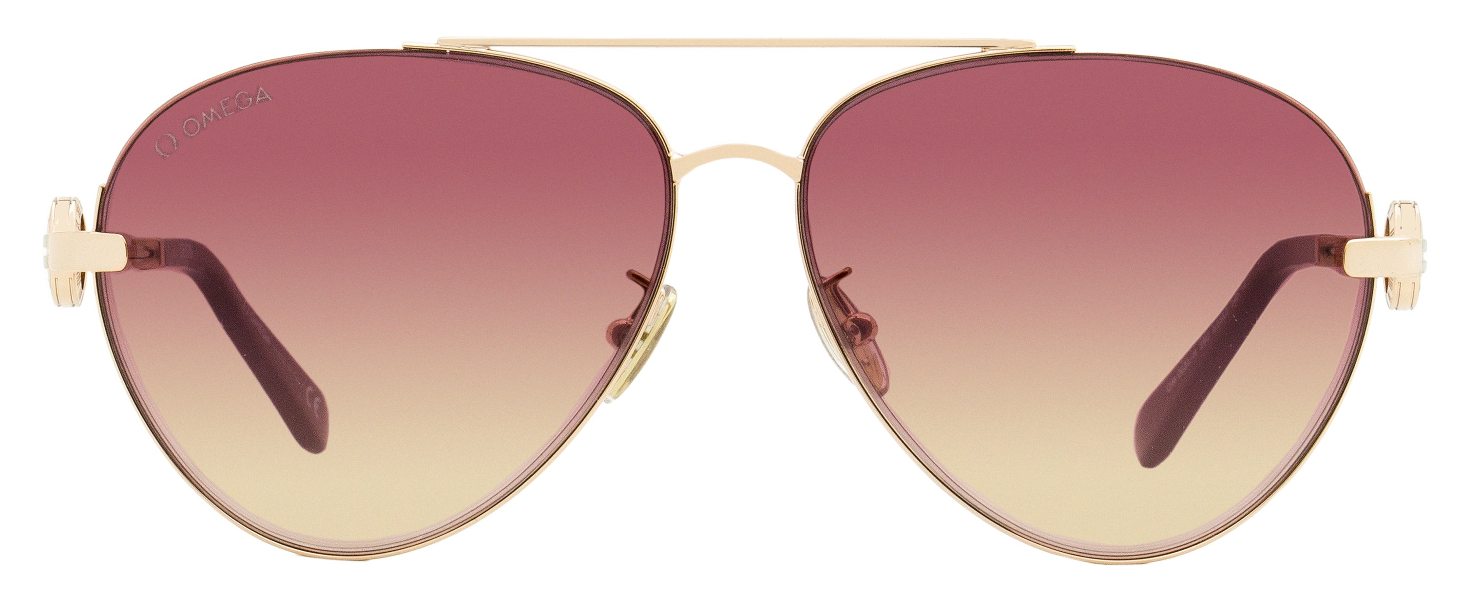 Omega OM0031H Pilot Double Bridge Sunglasses — Gold by Omega