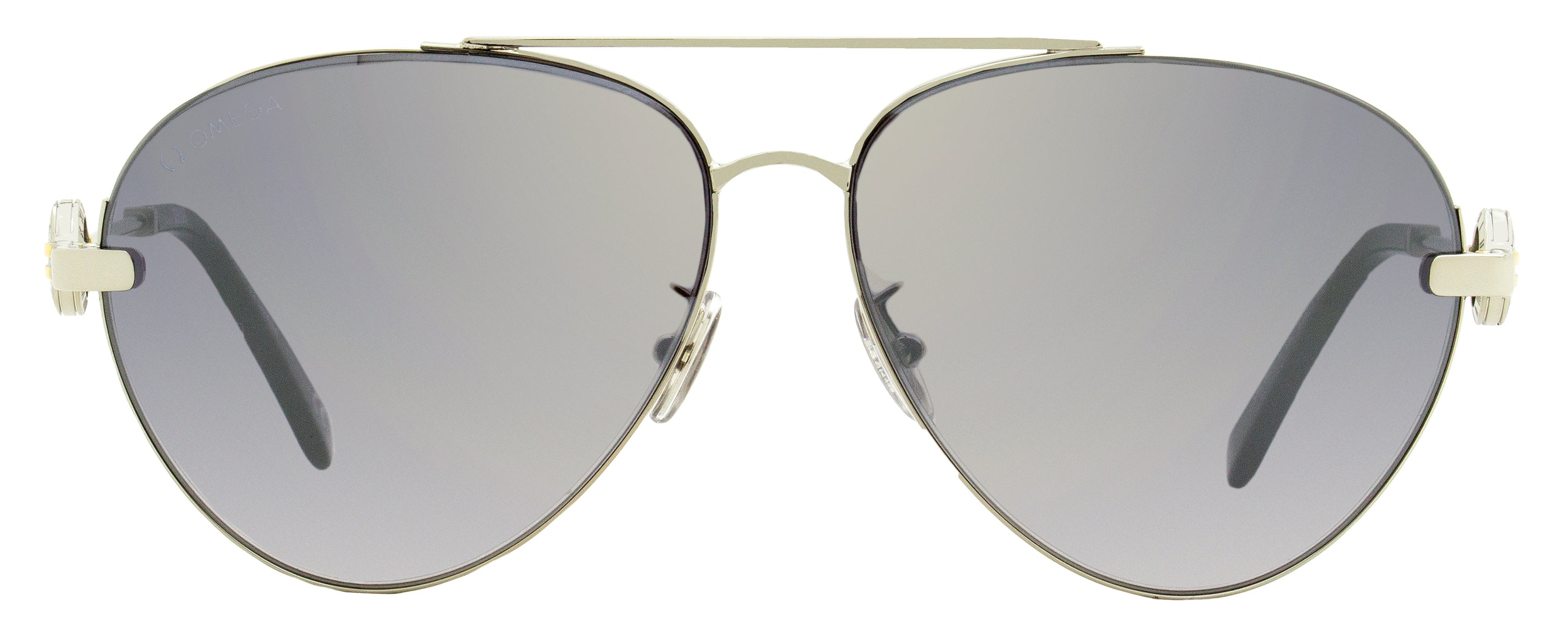 Omega OM0031H Pilot with Double Bridge Sunglasses — Gray by Omega