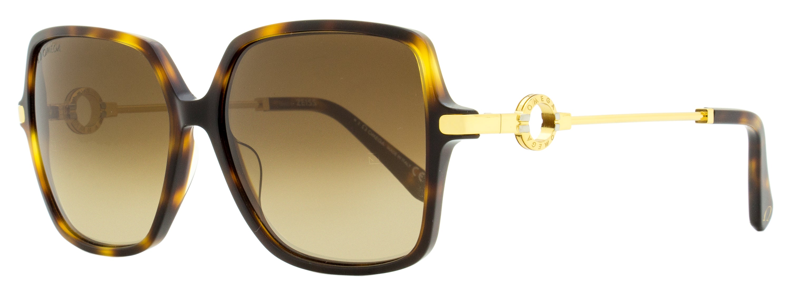 Omega OM0033 Square Acetate Sunglasses — Havana, view 2