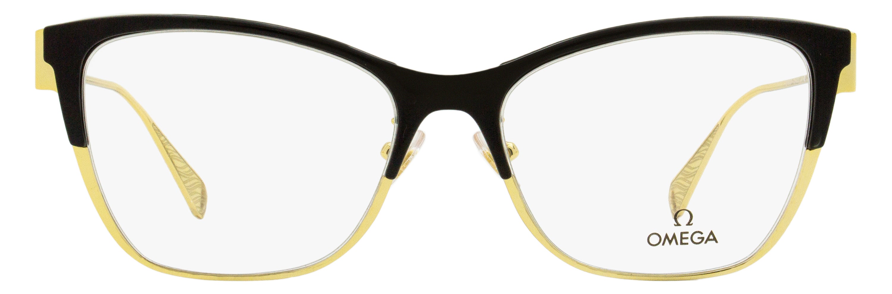 Omega OM5001H Metal and Acetate Butterfly Eyeglasses — Black by Omega