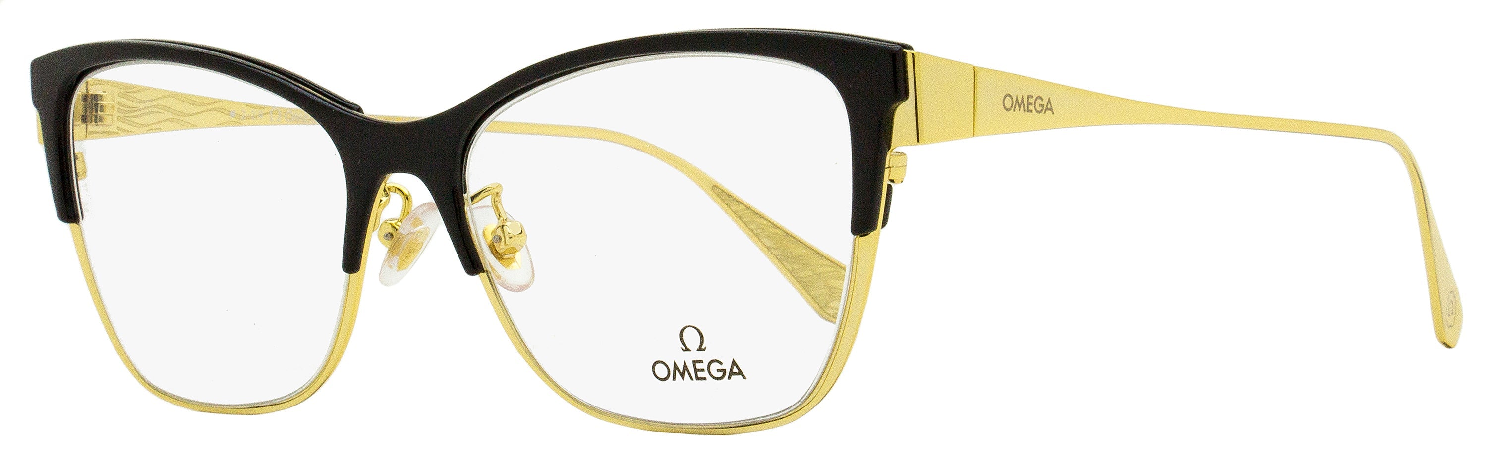 Omega OM5001H Metal and Acetate Butterfly Eyeglasses — Black, view 2