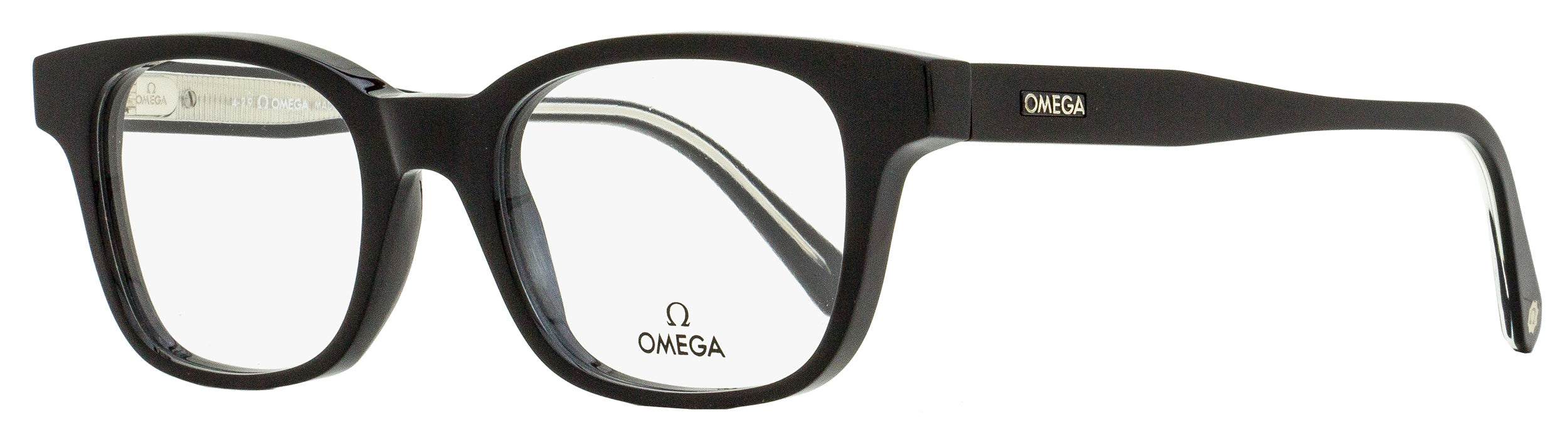 Omega OM5004H Rectangular Acetate Eyeglasses — Black, view 2
