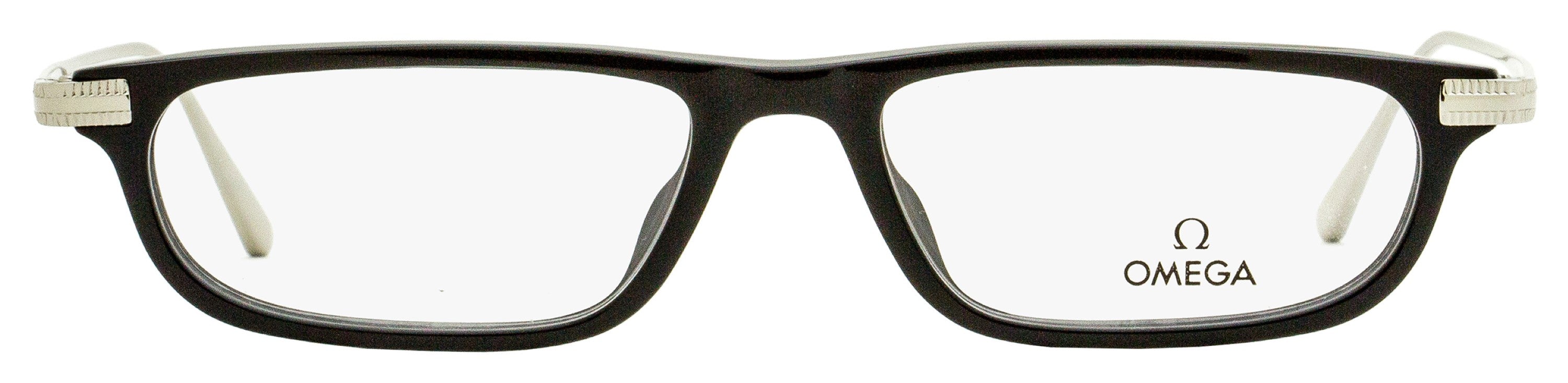 Omega OM5012 Rectangular Acetate-Metal Eyeglasses — Black by Omega